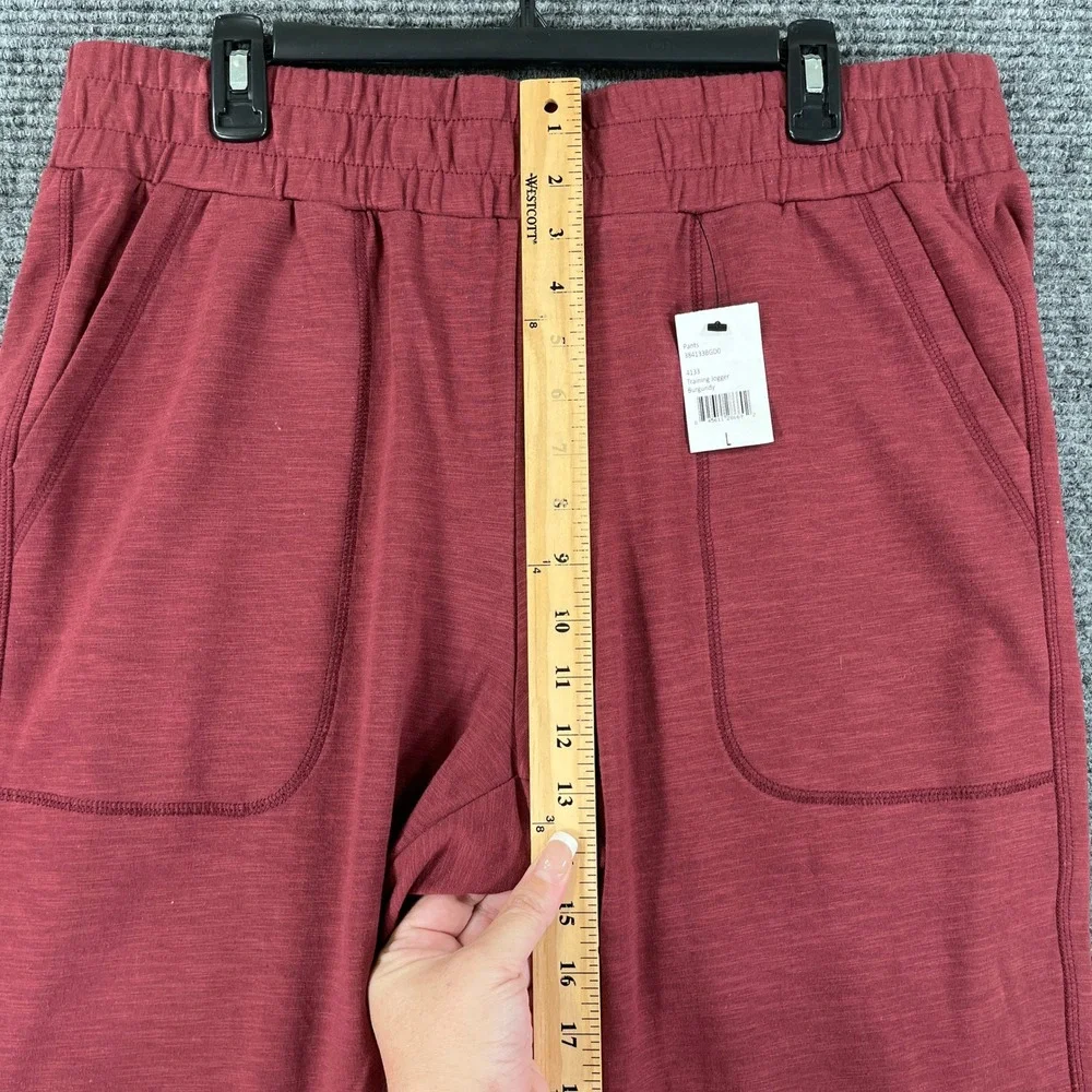 Cabi Training Jogger Womens L Burgundy Slub Knit Elastic Waist Activewear